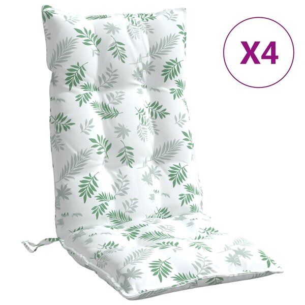vidaXL Coussins de chaise à dossier haut lot de 4 modèle de feuille