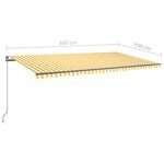 vidaXL Auvent automatique capteur de vent LED 600x350cm Jaune et blanc