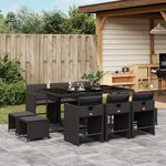 vidaXL Ensemble à manger de jardin 11 Pièces coussins noir résine tressée