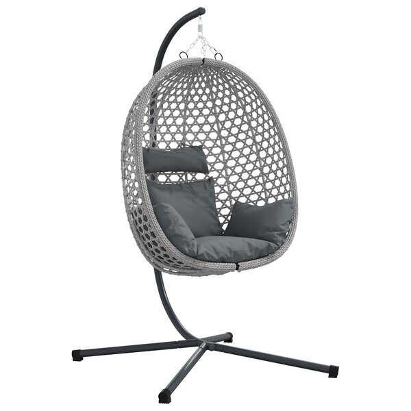 vidaXL Panier de Chaise Œuf Suspendue avec Support Gris Osier