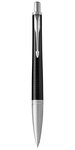 PARKER Urban Premium - Stylo-bille, métal ébène ciselé, pointe moyenne, attributs chromés, recharge bleue