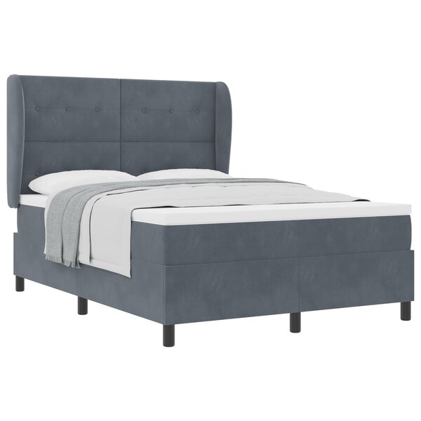 Lit sommier avec matelas vidaXL Gris foncé 160x200 cm Velours