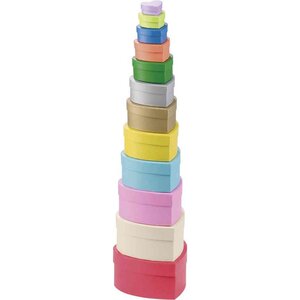 Lot de 12 boîtes cadeau 'coeur' empilables  tailles/couleurs assorties x 2 folia