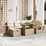 vidaXL Salon de jardin avec coussins 7 Pièces beige résine tressée