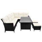 vidaXL Salon de jardin 4 Pièces avec coussins Résine tressée Noir