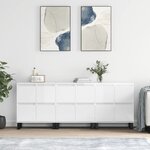 vidaXL Buffets 3 Pièces blanc brillant bois d'ingénierie