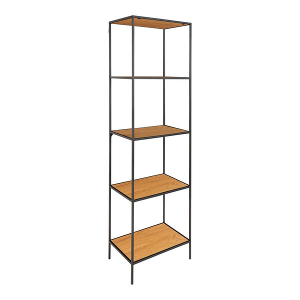 Étagère à 5 étages aspect chêne avec cadre noir 51 x 36 x 170 cm