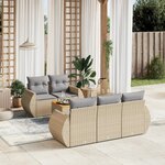 vidaXL Salon de jardin avec coussins 6 Pièces beige résine tressée
