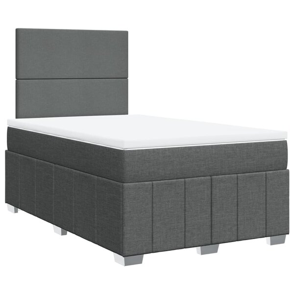 vidaXL Sommier à lattes de lit avec matelas Gris foncé 120x200cm Tissu