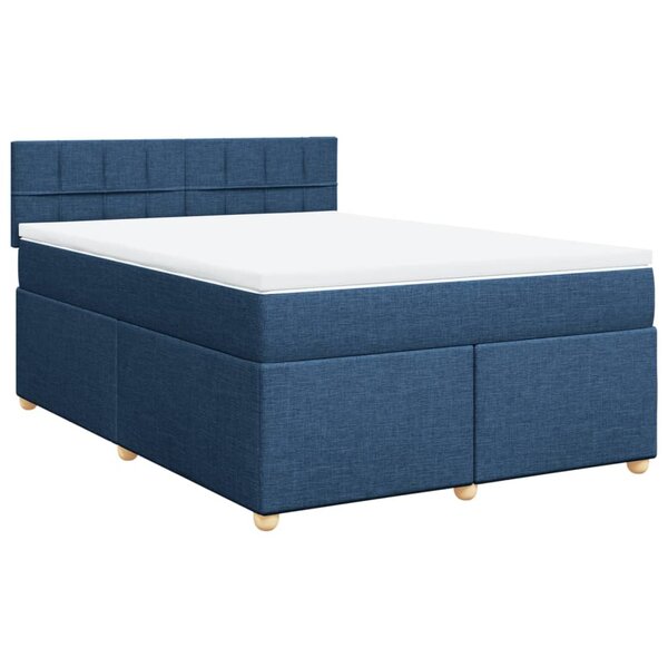 vidaXL Sommier à lattes de lit avec matelas Bleu 140x190 cm Tissu