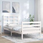 vidaXL Cadre de lit avec tête de lit blanc 90x200 cm bois massif