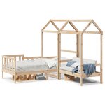 vidaXL Ensemble de lit de jour et de banc et toit 90x200 cm pin massif
