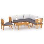 vidaXL Salon de jardin 7 Pièces avec coussins Bois d'acacia solide