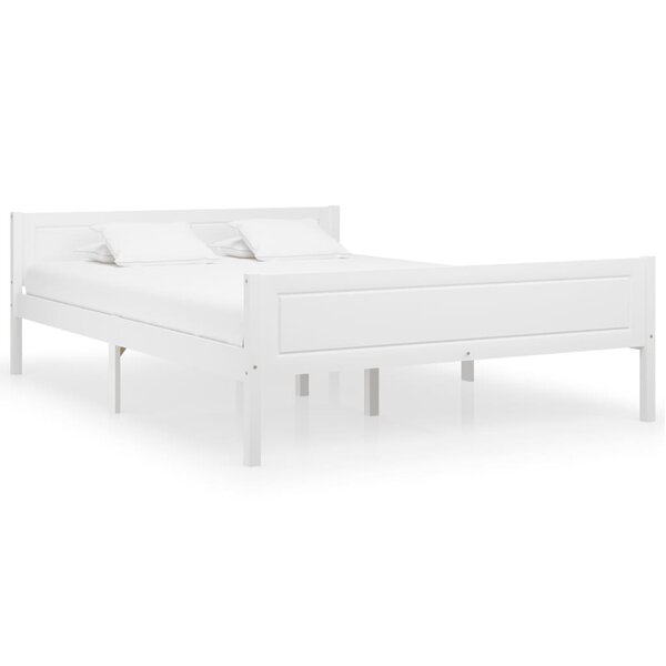 vidaXL Cadre de lit Bois de pin massif Blanc 160x200 cm
