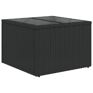 vidaXL Table de jardin dessus en verre noir 55x55x37 cm résine tressée