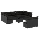 vidaXL Salon de jardin 12 Pièces avec coussins noir résine tressée
