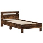 vidaXL Cadre de lit tête de lit et lumières LED chêne fumé 90x190 cm