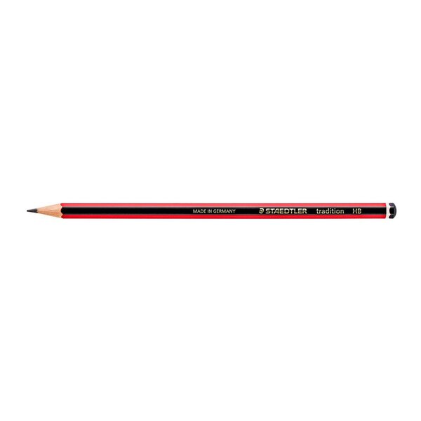 Tradition Crayon de papier avec gomme mine HB corps hexagonal noir et rouge (paquet 12 unités)