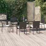 vidaXL Ensemble à manger de jardin coussins 7Pièces Noir Résine tressée
