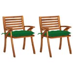 vidaXL Chaises à dîner de jardin avec coussins 2 Pièces Acacia massif