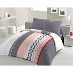 Parure de couette microfibre - 1 housse de couette 240 x 260 cm + 2 taies d'oreiller 63 x 63 cm - Bleu