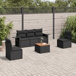 vidaXL Salon de jardin 6 Pièces avec coussins noir résine tressée