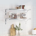 vidaXL Étagères murales 2 Pièces 75x30x3 cm argenté acier inoxydable