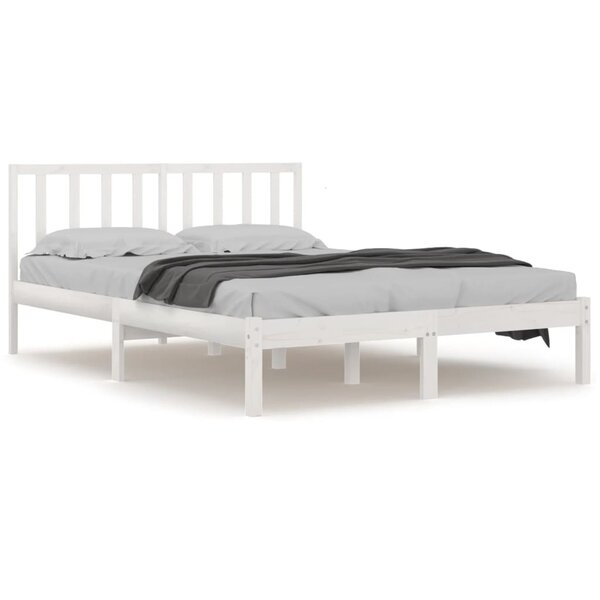 vidaXL Cadre de lit Blanc Bois de pin massif 120x190 cm Petit double
