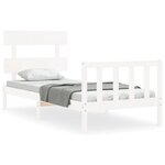 vidaXL Cadre de lit avec tête de lit blanc 90x200 cm bois massif