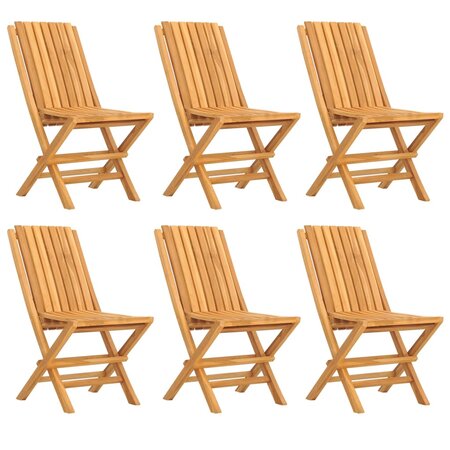 vidaXL Chaises de jardin pliantes lot de 6 47x47x89cm bois massif teck