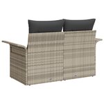 Canapé de jardin 2 places vidaXL avec coussins en poly rattan gris clair