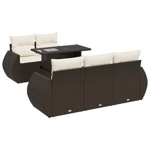 vidaXL Salon de jardin avec coussins 6 Pièces marron résine tressée