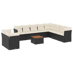 vidaXL Salon de jardin 11 Pièces avec coussins noir résine tressée
