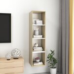 vidaXL Meuble TV mural Blanc et chêne sonoma Bois d’ingénierie