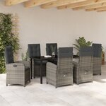 vidaXL Ensemble de repas de jardin 7 pièces avec coussins gris en rattan