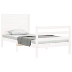 vidaXL Cadre de lit avec tête de lit blanc petit simple bois massif