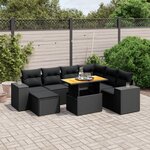 vidaXL Salon de jardin 8 Pièces avec coussins noir résine tressée
