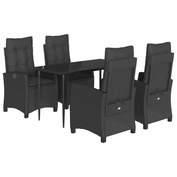 vidaXL Ensemble à manger de jardin coussins 5Pièces Noir Résine tressée