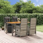 vidaXL Ensemble à manger de jardin 5 Pièces coussins gris résine tressée