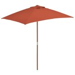 vidaXL Parasol d'extérieur avec mât en bois 150 x 200 cm Terre cuite