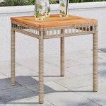 vidaXL Table de jardin mélange beige 38x38x42 cm rotin et bois acacia