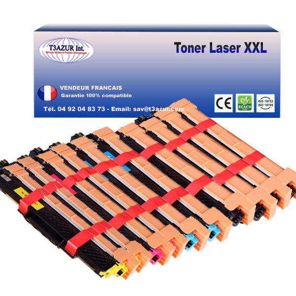 10 Toners compatibles avec TN247 pour Brother DCP-L3510CDW  DCP-L3550CDW  (Noir+Couleur) - 3000 pages + 2300 pages  - T3AZUR