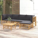 vidaXL Salon de jardin 6 Pièces avec coussins gris foncé bambou