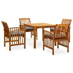 vidaXL Ensemble à manger de jardin 5 Pièces avec coussins Acacia solide