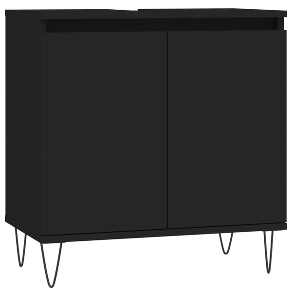 vidaXL Armoire de salle de bain noir 58x33x60 cm bois d'ingénierie