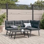vidaXL Ensemble de bancs de jardin avec coussins 3 Pièces noir