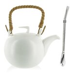Théière Jiangxi en faïence 1 litre + paille inox avec filtre