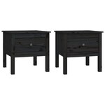 vidaXL Tables d'appoint 2 Pièces Noir 50x50x49 cm Bois massif de pin