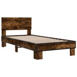 vidaXL Cadre de lit chêne fumé 75x190 cm bois d'ingénierie et métal