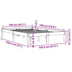 vidaXL Cadre de lit sans matelas cire marron 140x190cm bois pin massif